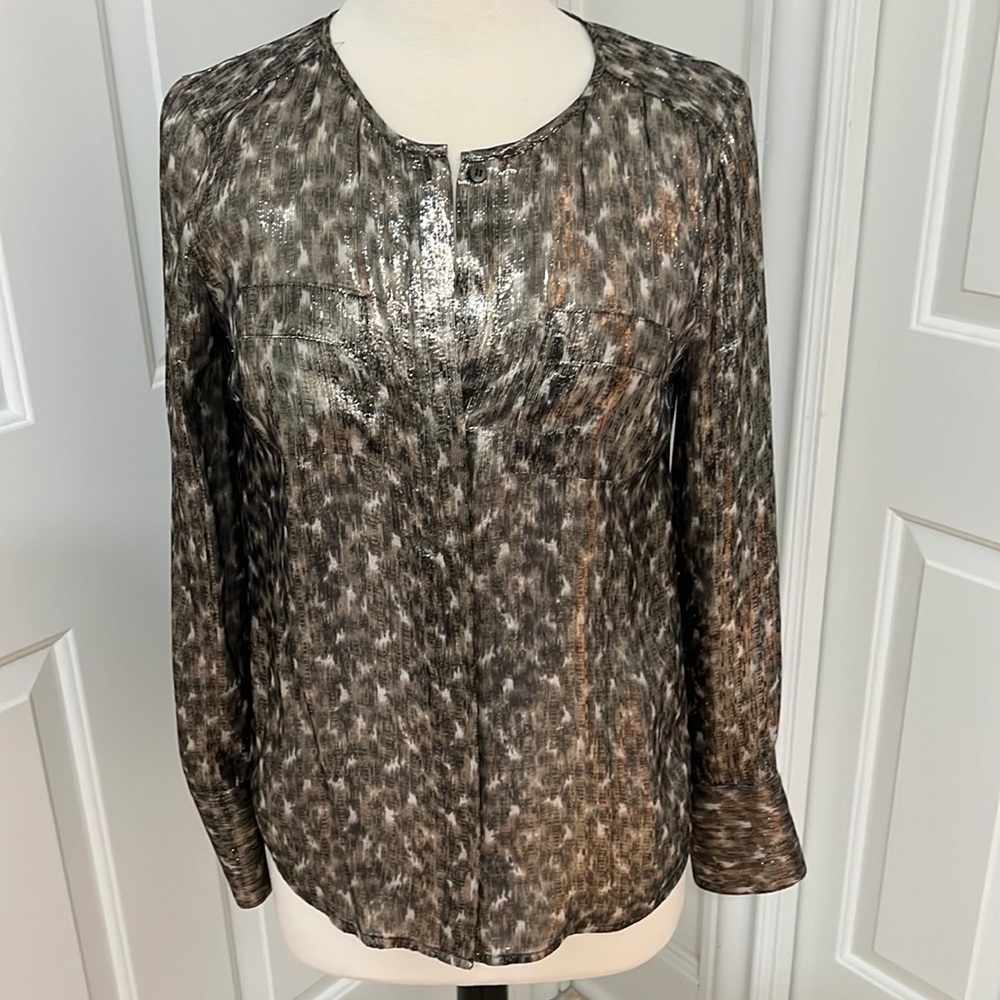 J Crew Collection Metallic Leopard Print Blouse